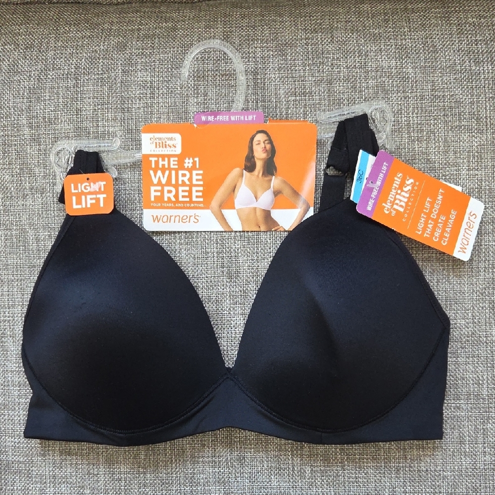 NWT 36C Warner's Black Wire-Free Light Lift Bra